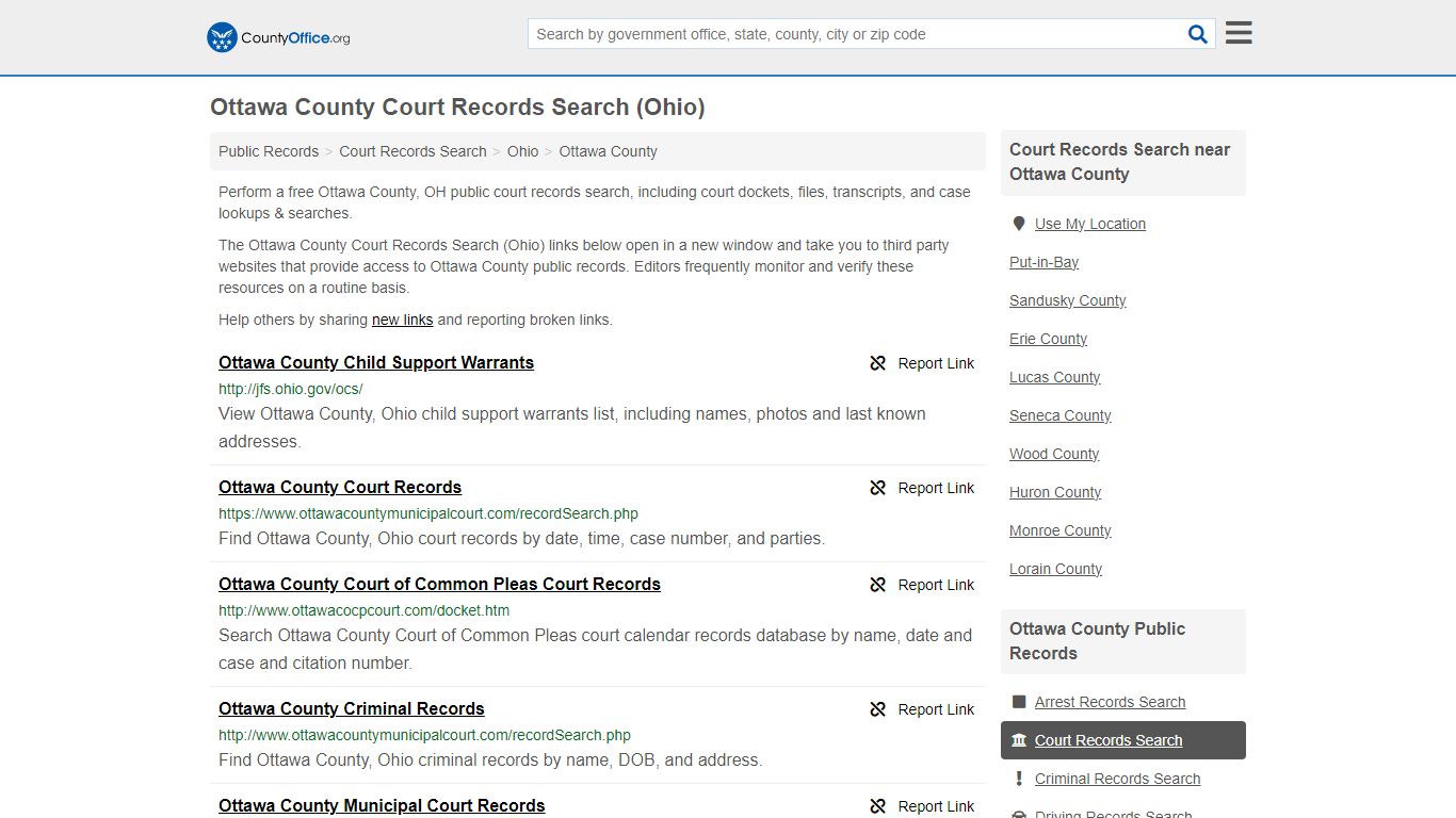 Ottawa County Court Records Search (Ohio) - County Office