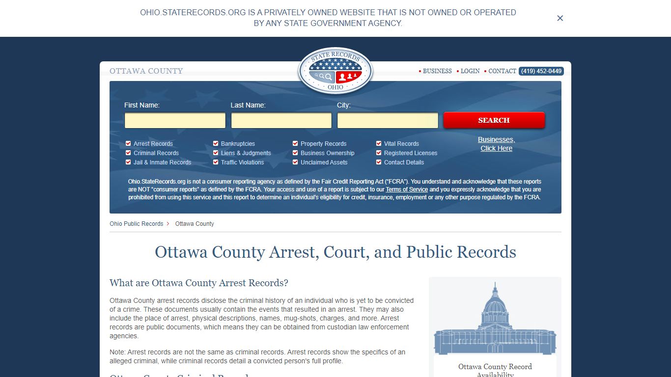 Ottawa County Arrest, Court, and Public Records